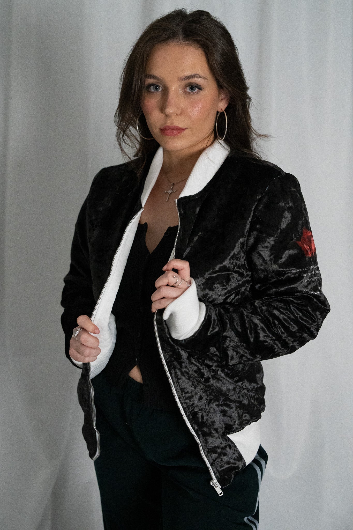 Image of ENIGMA PRIVE Metaphysical Veganizer Velvet Bomber Jacket